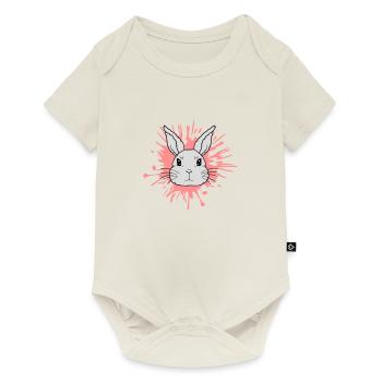 Farbklecks Tropfen Hase Spritzer - Baby Premium Kurzarmbody - Naturweiß - Vorne