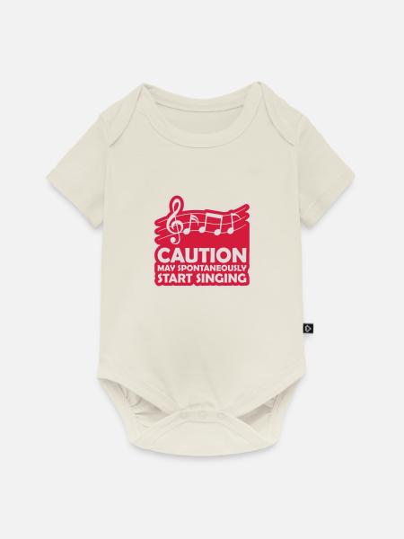 may spontaneously start singing - Baby Premium Kurzarmbody - Naturweiß