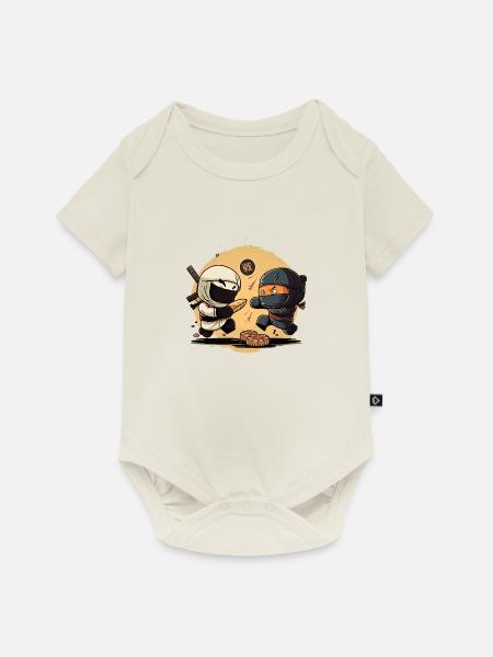Fighting Ninjas - Baby Premium Kurzarmbody - Naturweiß