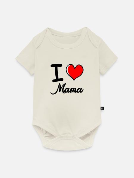 i love mama - Baby Premium Kurzarmbody - Naturweiß