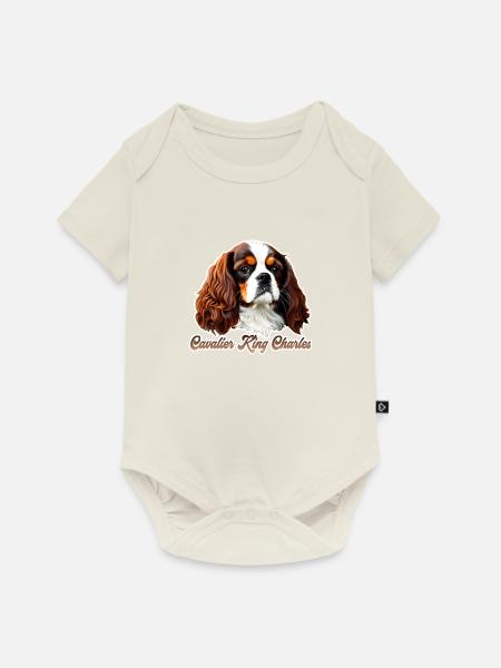 Kavalier König Charles CKC - Baby Premium Kurzarmbody - Naturweiß