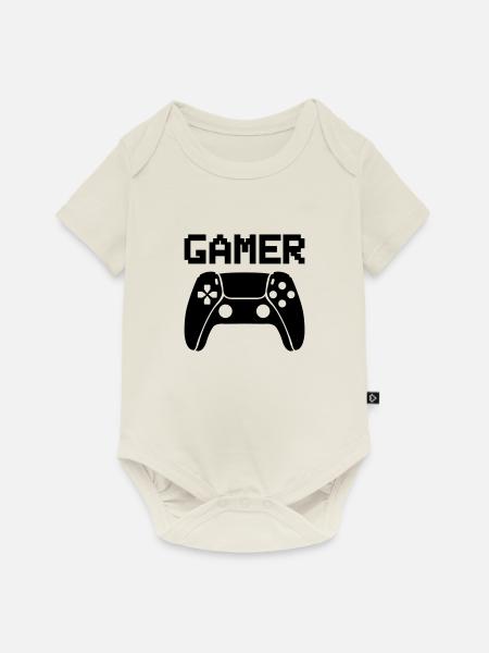 gamer controller - Baby Premium Kurzarmbody - Naturweiß
