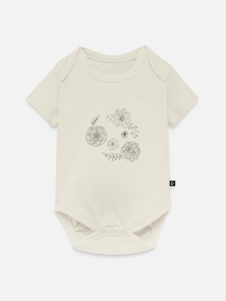 Blumen Muster - Baby Premium Kurzarmbody - Naturweiß