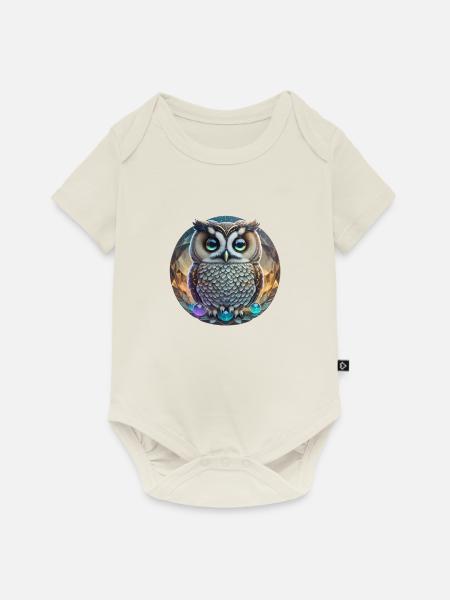 Eule - Baby Premium Kurzarmbody - Naturweiß