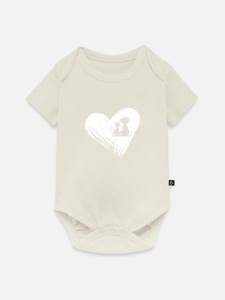 Hund und Katze. - Baby Premium Kurzarmbody - Naturweiß