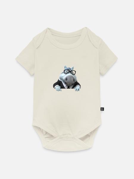 Illustration einer lustigen Pferdebüste - Baby Premium Kurzarmbody - Naturweiß