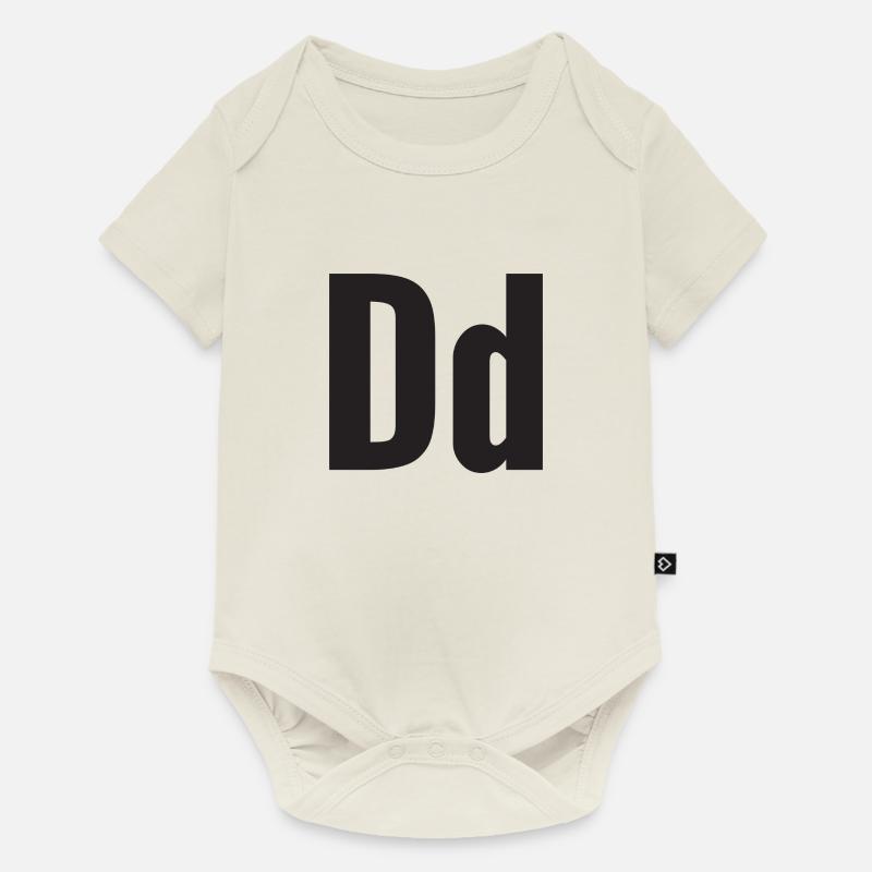 Lettre D - Body à manches courtes Premium Bébé - blanc cassé