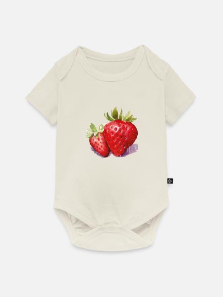 erdbeere - Baby Premium Kurzarmbody - Naturweiß