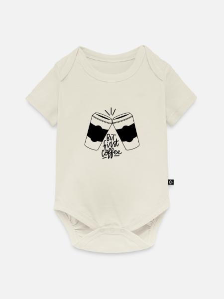 Kaffeezeit Doppelpack - Baby Premium Kurzarmbody - Naturweiß