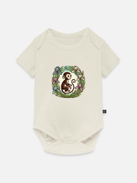 Iris-Affe - Baby Premium Kurzarmbody - Naturweiß