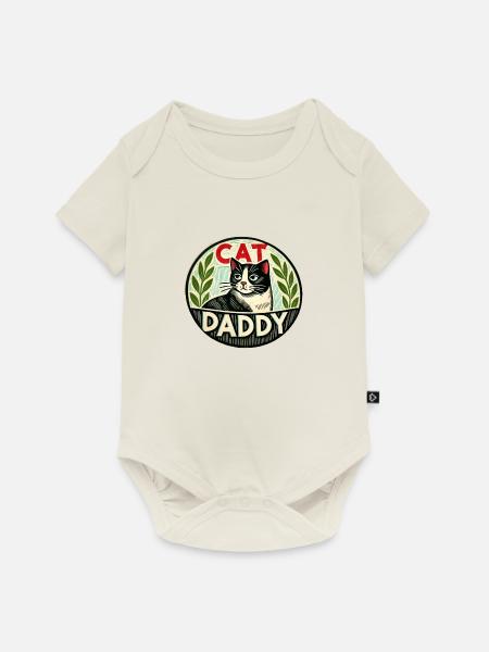 Katzen-Papa - Baby Premium Kurzarmbody - Naturweiß