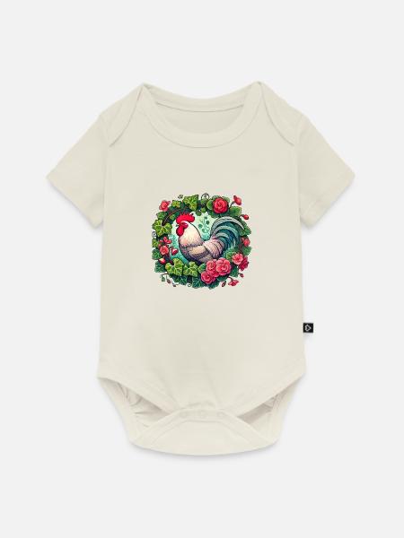 Hahn - Baby Premium Kurzarmbody - Naturweiß