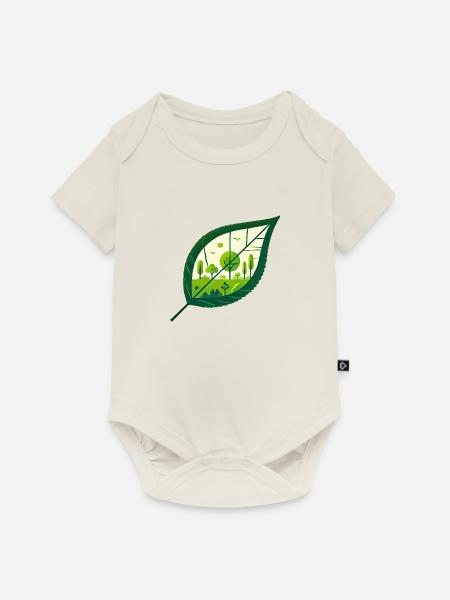 Blatt Frühling schräg - Baby Premium Kurzarmbody - Naturweiß