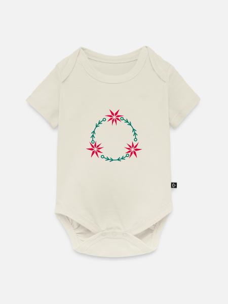 Weihnachtskranz aus Weihnachtsstern - Baby Premium Kurzarmbody - Naturweiß