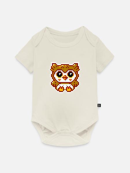 8bit Eule - Baby Premium Kurzarmbody - Naturweiß