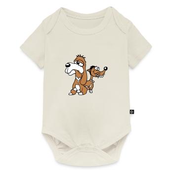 2 dogs team stupid two friends crew unhappy - Baby Premium short-sleeve bodysuit - off white - Front
