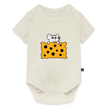 Mouse eats huge holes cheese hunger eat delicious - Baby Premium short-sleeve bodysuit - off white - Front