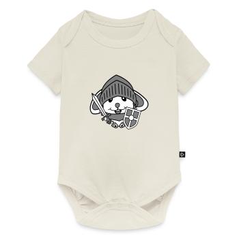 Hase Ritter Schwert Schild Rüstung Helm Burg Held - Baby Premium Kurzarmbody - Naturweiß - Vorne