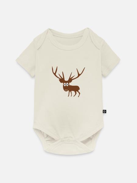 Hirsch - Baby Premium Kurzarmbody - Naturweiß