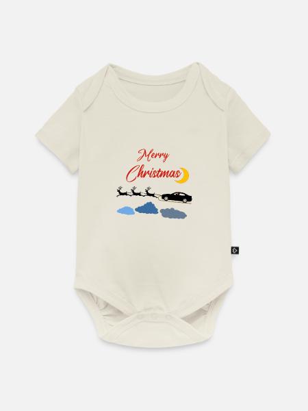 Weihnachten Auto - Baby Premium Kurzarmbody - Naturweiß