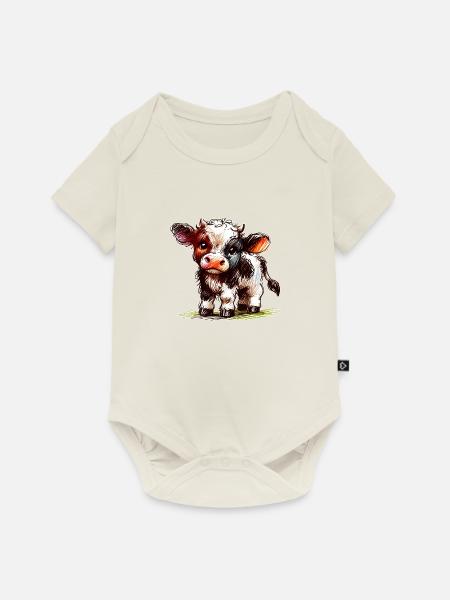 Kalb - Baby Premium Kurzarmbody - Naturweiß