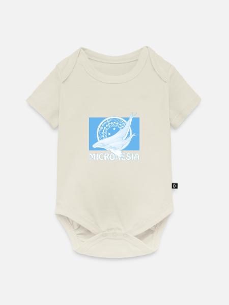 Flagge Mikronesiens und Buckelwale - Baby Premium Kurzarmbody - Naturweiß