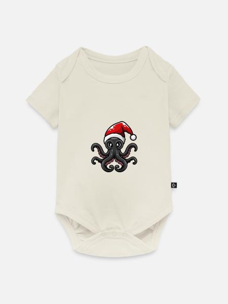 Oktopus Weihnachten - Baby Premium Kurzarmbody - Naturweiß