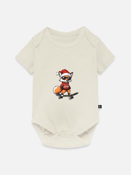 Fuchs Weihnachten Lustig - Baby Premium Kurzarmbody - Naturweiß