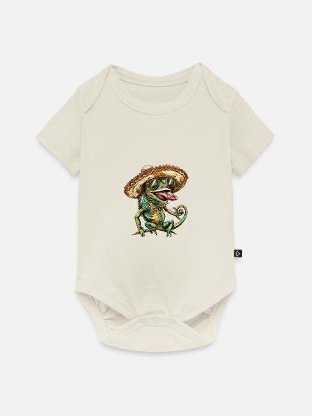 Chameleon Lustig Sombrero - Baby Premium Kurzarmbody - Naturweiß