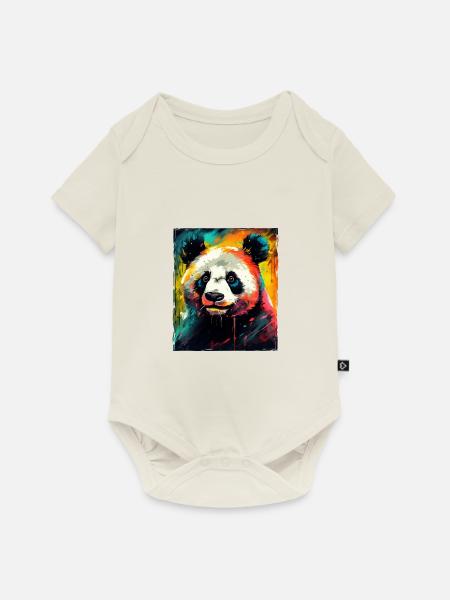 Panda Porträt - Baby Premium Kurzarmbody - Naturweiß