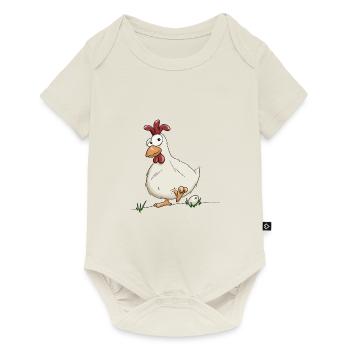 funny chicken with egg farmer chickens gift - Baby Premium short-sleeve bodysuit - off white - Front