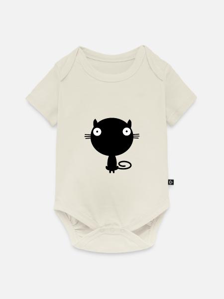 Süße schwarze Katze - Baby Premium Kurzarmbody - Naturweiß