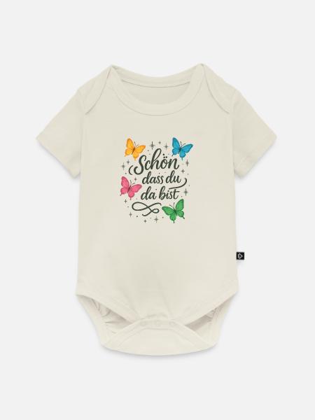 Schön, dass du da bist - Baby Premium Kurzarmbody - Naturweiß
