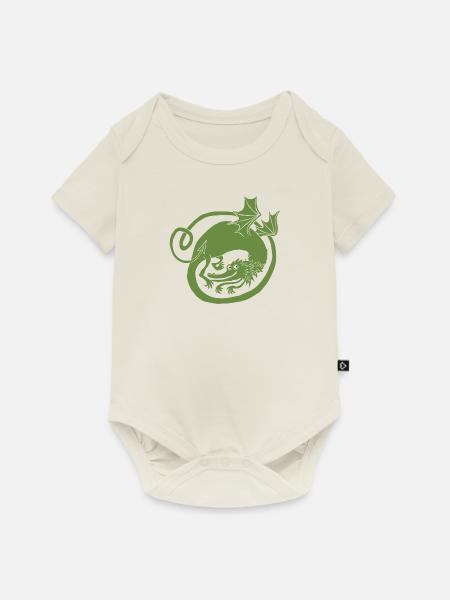 Drache (hellgrün) - Baby Premium Kurzarmbody - Naturweiß
