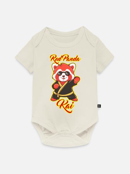 red panda kai - Baby Premium Kurzarmbody - Naturweiß