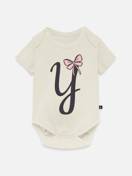 Anfangsbuchstabe Y Schleifchen - Baby Premium Kurzarmbody - Naturweiß