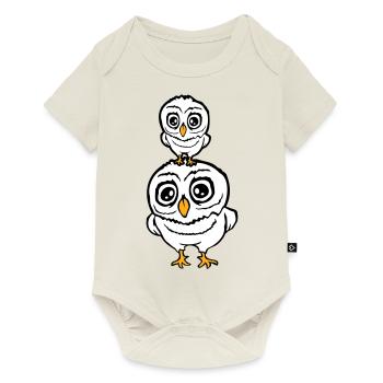 2 Owls Dad Mom Child Baby Family Mother Father - Baby Premium short-sleeve bodysuit - off white - Front