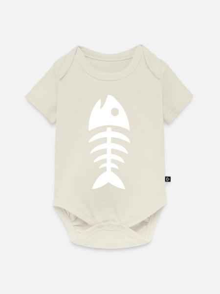 Fischgrate - Baby Premium Kurzarmbody - Naturweiß