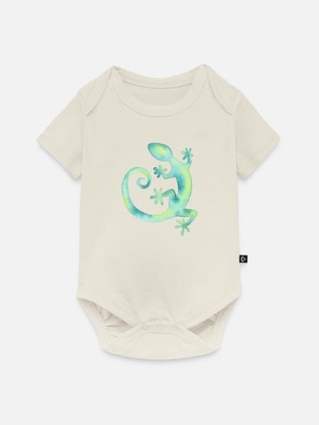 Aquarell Eidechse - Baby Premium Kurzarmbody - Naturweiß