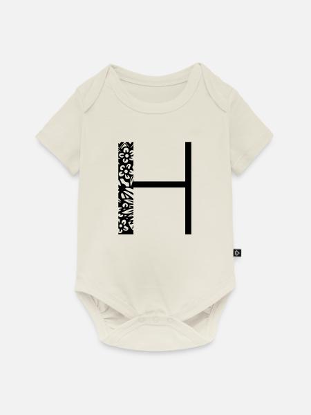 Buchstabe H - Baby Premium Kurzarmbody - Naturweiß