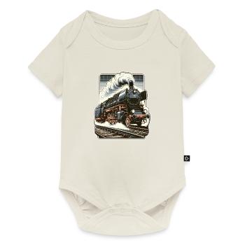 Illustration d’une locomotive à vapeur classique - Body à manches courtes Premium Bébé - blanc cassé - Devant