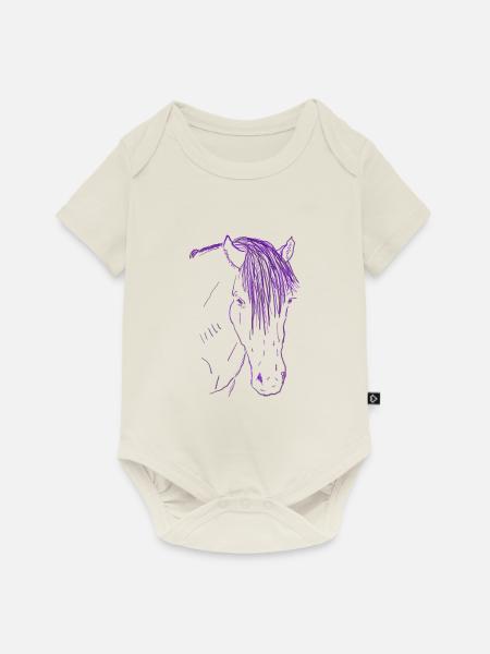 Pferd in pink - Baby Premium Kurzarmbody - Naturweiß