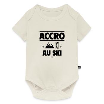 accro au ski - Body à manches courtes Premium Bébé - blanc cassé - Devant
