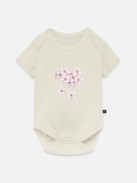 Kirschblüten - Baby Premium Kurzarmbody - Naturweiß