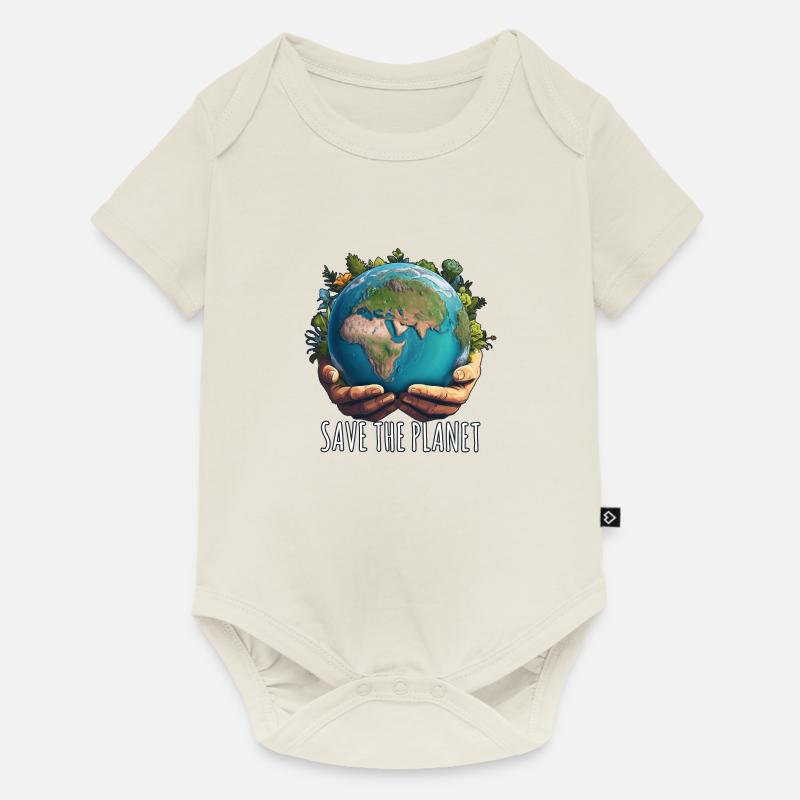SAVE THE PLANET - Baby Premium Kurzarmbody - Naturweiß