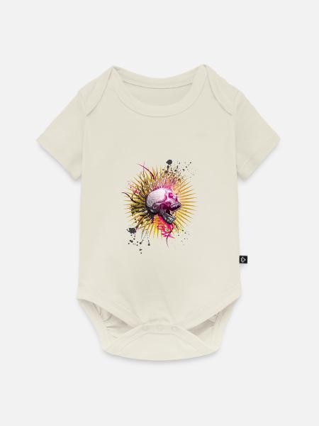 Punkschädel - Baby Premium Kurzarmbody - Naturweiß