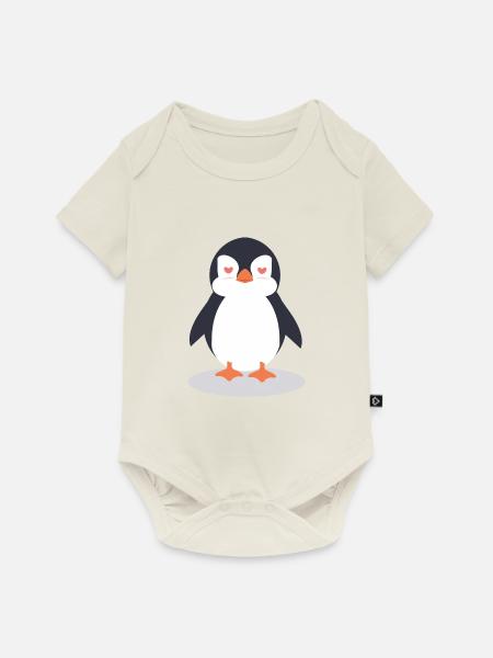 Pinguin - Baby Premium Kurzarmbody - Naturweiß