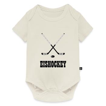 Hockey sur glace - fans de hockey sur glace - bâtons de hockey sur glace - Body à manches courtes Premium Bébé - blanc cassé - Devant