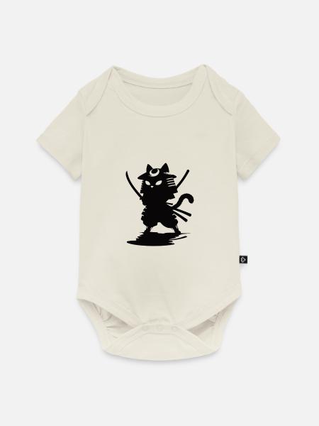 Lustige Samurai Katze - Baby Premium Kurzarmbody - Naturweiß
