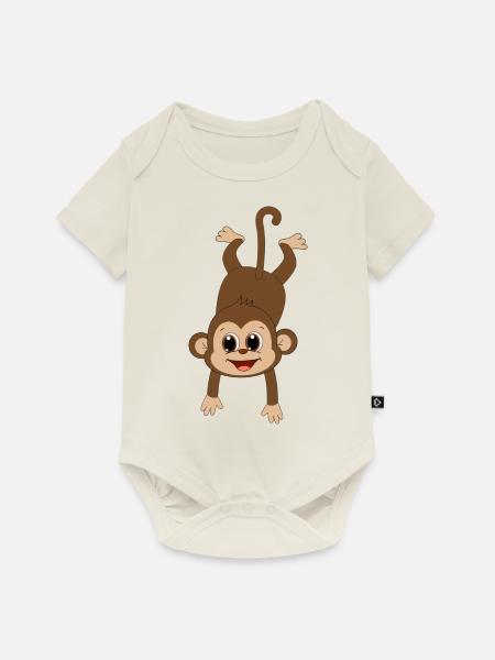 lustiges äffchen - Baby Premium Kurzarmbody - Naturweiß